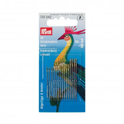 Prym Broderinålar Stål Silver 0,60x35mm Storlek 9 - 16 st