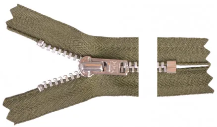 YKK Blixtlås Aluminium 12cm 4mm Militärgrön