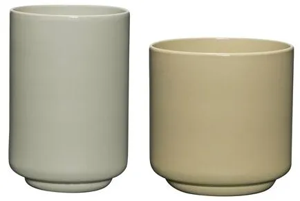 Hübsch Deux Potte Set med 2 blomkrukor i keramik/lera